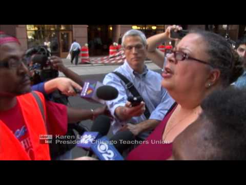 Labor Strike - The first week of the historic September 2012 Chicago teachers strike. Interviews and scenes from the picket lines at Amundsen HS, Kenwood Academy, Steinmetz...
