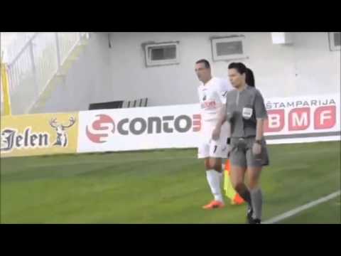 The gorgeous female linesman distracting fans from the action
