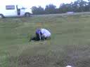 young man showing ho to go rolling down the hill