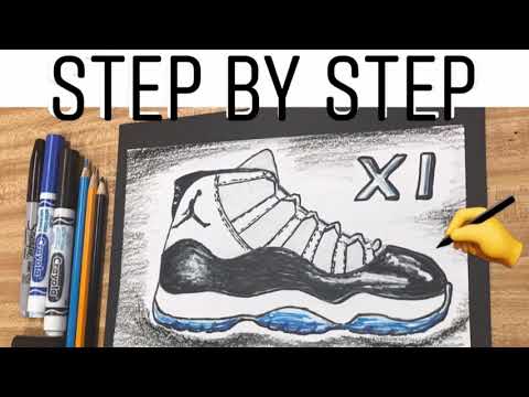video-linktoworks-How to Draw the Air Jordan 11 XI - Step by Step TUTORIAL ...