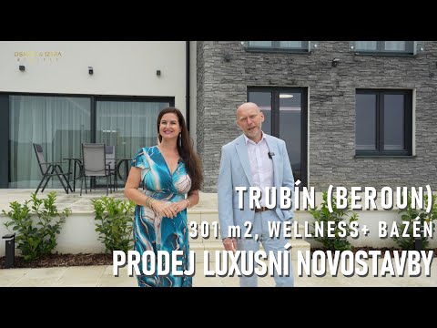 Video Novostavba luxusní RD 301 m2, bazén, wellness, Trubín (Beroun)