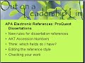 (10) APA Electronic References: ProQuest Dissertations (10) APA Electronic References: ProQuest Dissertations