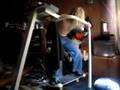 lee riding a skateboard on a tredmill.....