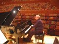 manny ax decides which piano he wants to perform on with orpheus chamber orchestra before their concert in los angeles - shot by sophia kessinger, violinist