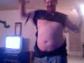 drunk fat english guy doing a strip tease