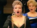 karita mattila, p�ivi nisula, matti salminen, tom krause, seppo ruohonen and johann tilli in the act ii finale of verdi's aida in the opening gala of the new finnish national opera house in 1993. miguel g�mez-martinez conducts.