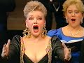 karita mattila, p�ivi nisula, matti salminen, tom krause, seppo ruohonen and johann tilli in the act ii finale of verdi's aida in the opening gala of the new finnish national opera house in 1993. miguel g�mez-martinez conducts.