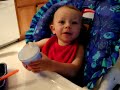 Baby Boy drinking regular milk  first   time !