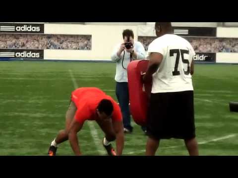 NFL Combine - Great Britain Olympic DiscusThrower Lawrence Okoye recreates disciplines (in London) from the NFL Combine as he sets his sights on playing professional footb...