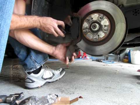 Changing front brake pads on an Acura