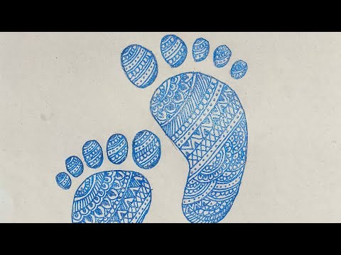 video-linktoworks-How to draw a baby foot/Baby foot mandala...