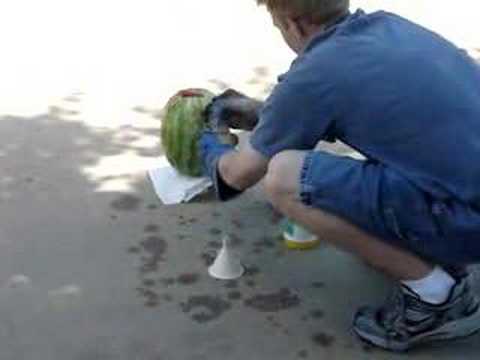 Exploding watermelon - liquid nitrogen 1