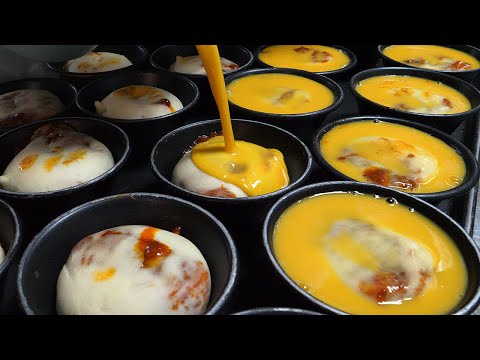 강릉 짬뽕빵, 줄서서 먹는 곳 / spicy pork cheese egg bread - korean street food