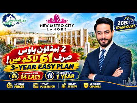 New Metro City Lahore 2 Bed Townhouses 3-Year Installment Plan | Possession in 1 Year with Solar