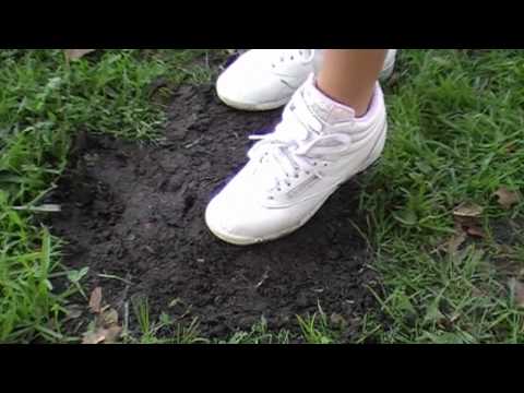 Reebok Freestyle - Wife's size 5, white reebok freestyles playing in the mud.