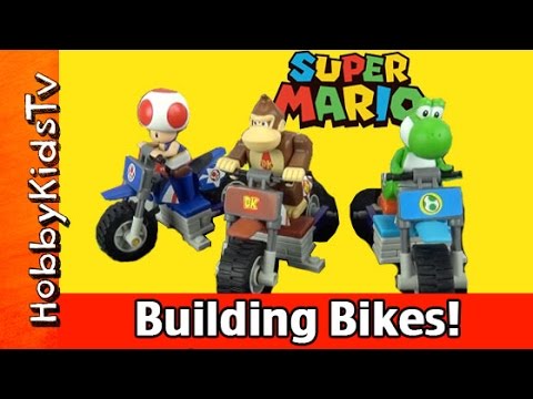 MarioKart 7 Toad Donkey Kong Yoshi Bike Build K'nex Nintendo HobbyKidsTV