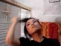 How to cut side bangs like Hanh( How Hanh cuts and styles side swept bangs)