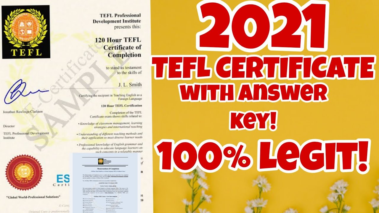 TEFL CERTIFICATE 2021 WITH ANSWER ! | 100 % LEGIT !