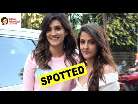 Kriti Sanon And Nupur Sanon Spotted At Juhu For Shoot Of Miss Malini Show