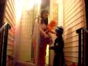 She is giving away candies to bhaiya ;) so that it stays in the house.