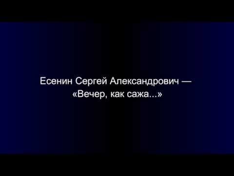 Стих вечер как сажа Стих вечер как сажа