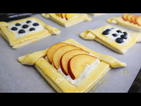 Слойки с творогом и фруктовой начинкой - РЕЦЕПТ из простых ингредиентов