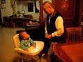 8 months old boy  against 82 years old grandpa