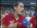 Emilio, Feliciano y Verdasco contentos con la victoria del dobles. RTVE