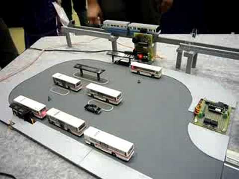 N-scale Faller car system operating many Japanese buses
