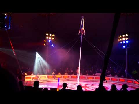 Cuban acrobats at Circus Brazil Jack doing advanced pole dancing