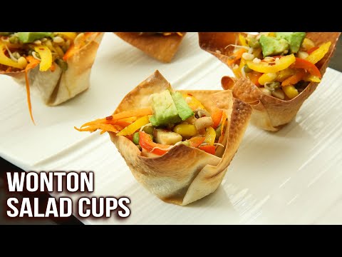 How To Make Wonton Salad Cups | Crispy Wonton Cups | Easy Appetizer Recipe | Ruchi