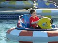 Steven rides the bumper boats at Scandia