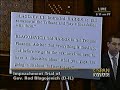 www.c-spanarchives.org Prosecutor David Ellis made a closing statement before the Illinois Senate Tribunal on the removal of Governor Rod Blagojevich from office. He summarized the case against the governor made in several articles of impeachment and played highlights of several taped audio conversations involving the governor.