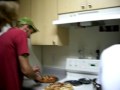 us goofing around - joe trying to Magruber our pizza while Pat gives him some SERIOUS flak