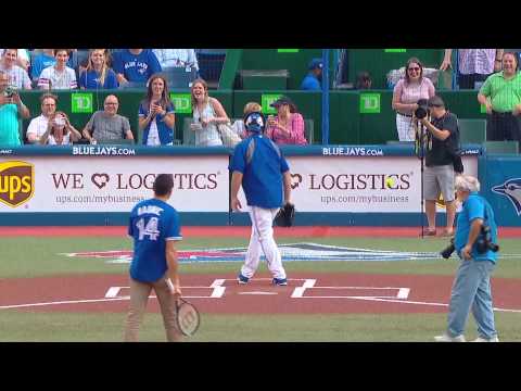 Milos Raonic Serves Blue Jays First Pitch