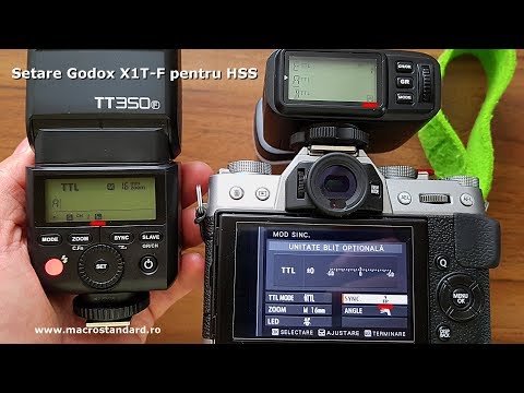 Click aici pentru vizualizare Setare transmitator radio TTL Godox X1T-F pentru HSS (High Speed Sync Flash) cu Godox Mini TT350F Setare transmitator radio TTL Godox X1T-F pentru HSS (High Speed Sync Flash) cu Godox Mini TT350F