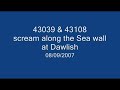 GNER SET 43039&43108 speed along the seawall at Dawlish 08-09-2007