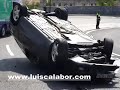 ACCIDENTE CON VUELCO EN BILBAO. ACCIDENTE CON VUELCO EN BILBAO.