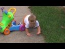 Avery plays in the front yard