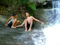 Bath July 15 Kids sliding down the waterfall
