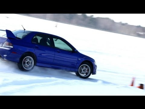 racing tires - http://www.boostedfilms.com?r=YT2013MeganIce Megan races her 2005 Mitsubishi Lancer Evolution 8 (VIII) out on the frozen ice of lake dubay in Wisconsin. Stud...