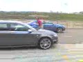 Allan McNish & Dindo Capello drag racing in Mosport pitlane