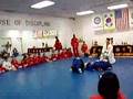 Demonstration flying side kick breaking