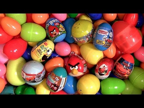 100 Super Surprise Eggs Angry Birds Holiday Edition Cars Thomas Dora Spongebob Moshi