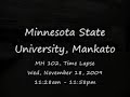 Minnesota State University, Mankato MH 102 Time Lapse, Wed Nov 18, 2009, 11:28-11:58am