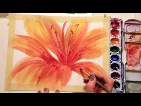 flower painting - This tutorial will guide step by step in drawing and painting a flower with watercolor. No painting or drawing experience necessary. All you need is some wat...