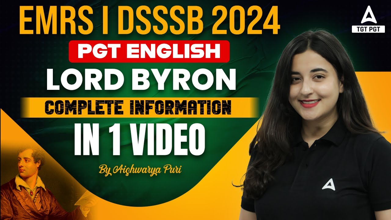 EMRS/DSSSB PGT English Literature Classes 2024 | Lord Byron Of English Literature