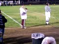 Jenae singing Star Spangled Banner at Valley Christian Crusader football game.
