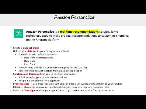 Amazon Personalize: Customizing Recommendations with AI - AWS AI Practitioner AIF-C01