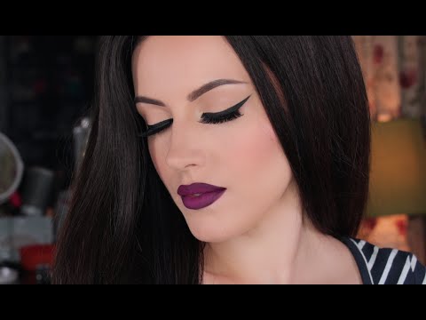 Cat Eye and Dark Purple Matte Lips